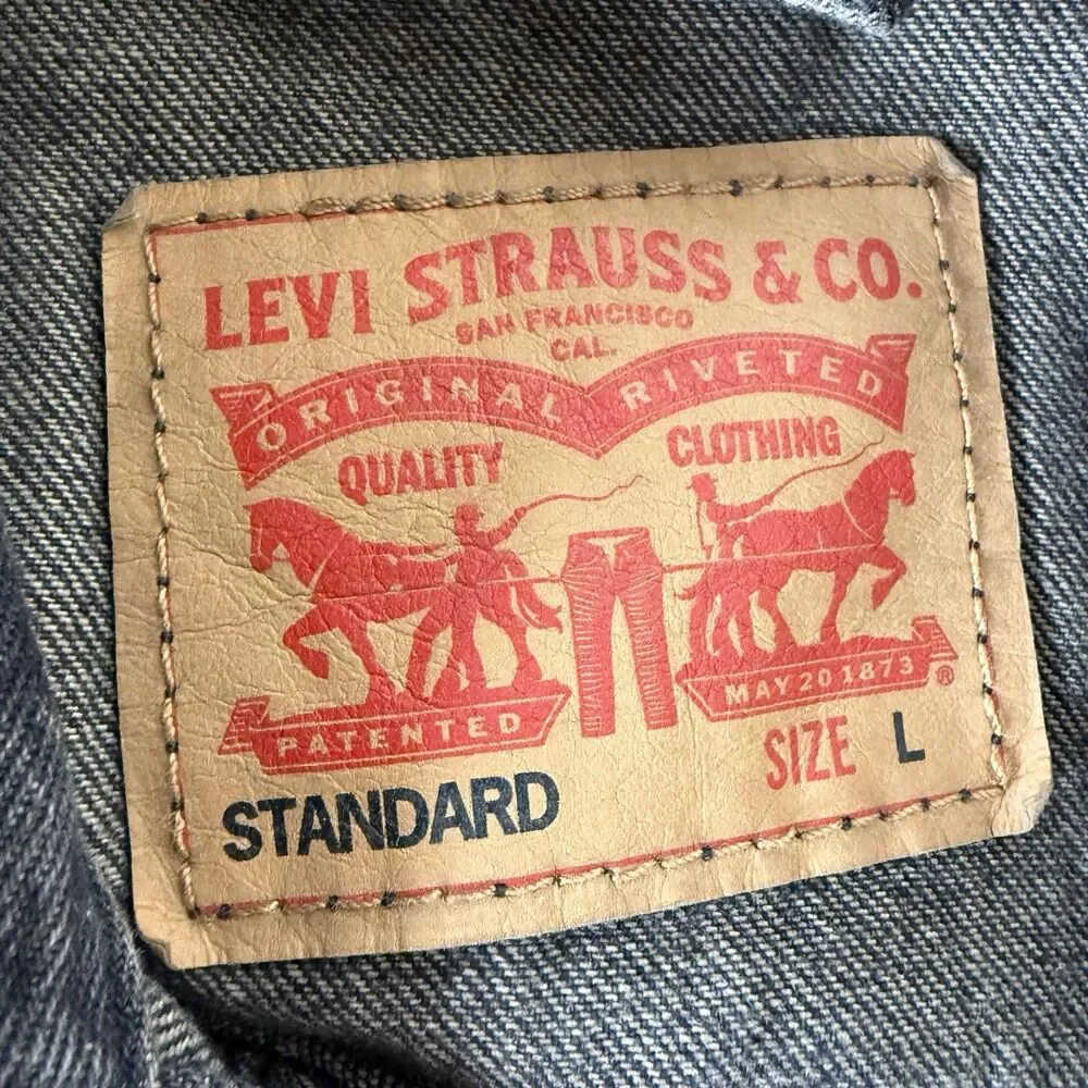 Levis Type III Denim Trucker Jacket Washed Black Dark Grey Mens Large NWT